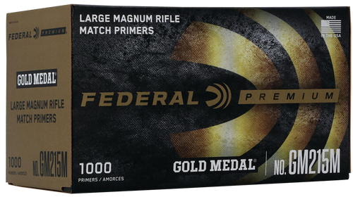 Federal Premium Gold Medal Large Rifle Magnum Match Primers #215M Box of 1000 (10 Trays of 100)