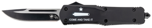 Templar Knife Large Come and Take It OTF Knife 3-1/2 Inch Drop Point Blade Black Templar Knife Large Come and Take It OTF Knife 3-1/2 Inch Drop Point Blade Black