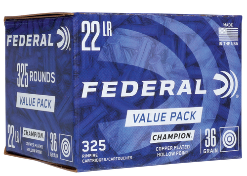 Federal Champion .22LR Ammo 36gr Copper-Plated Hollow Point 325 Rounds