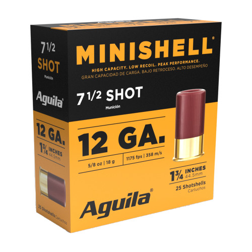 Aguila Minishell Ammunition 12 Gauge 1-3/4" 5/8 oz #7-1/2 Shot Box of 25