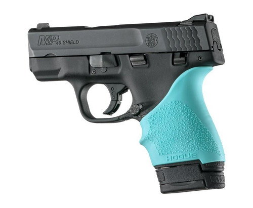 Hogue Handall Slip On Beavertail Grip Sleeve S&W M&P Shield 9, 40, Ruger LC9 Rubber Aqua
