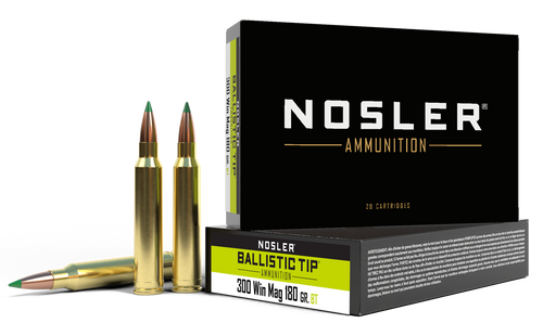 Nosler BT 300 Winchester Magnum Ammo 180 Grain Nosler Ballistic Tip Polymer Tip Box of 20