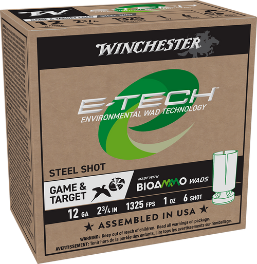Winchester E-Tech 12 Gauge Ammo 2-3/4" #6 Steel Shot 1 oz Box of 25