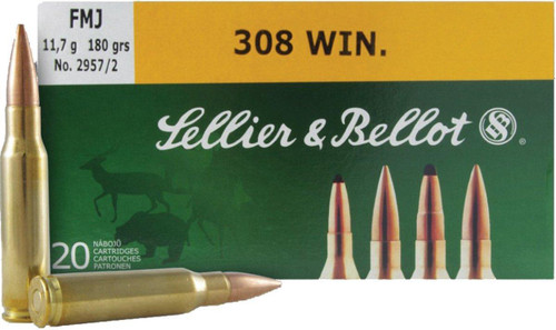 Sellier & Bellot .308 Winchester Ammo 180 Grain Full Metal Jacket Box of 20