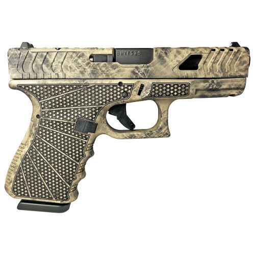 Glock 19 Gen 3 9mm Luger Pistol 4" Barrel 15+1 Round Method Cut Slide/Marble Chainmail Stipple
