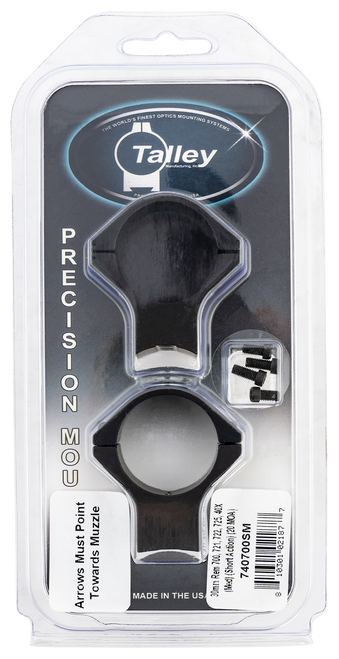 Talley Lightweight 2-Piece 20 MOA Scope Mount 30mm Rings Remington 700 Short Action Matte Black Medium