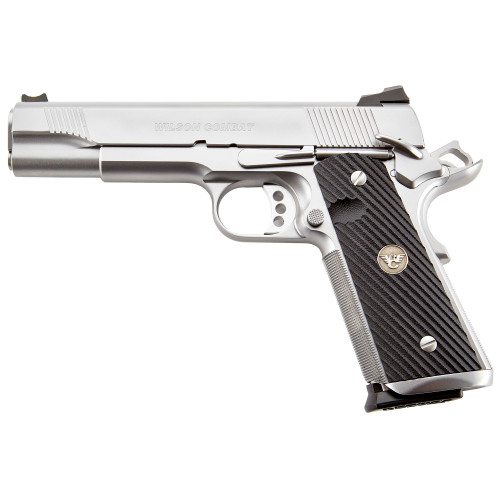 Wilson Combat CQB SS 1911 45 ACP Pistol 5" Barrel 8+1 Round Stainless Steel Slide Black Grip Stainless Steel Frame - Image 1