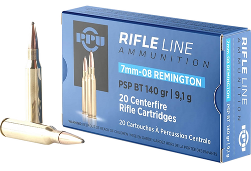 PPU 7mm-08 Remington Ammo 140 Grain Jacketed Soft Point Box of 20
