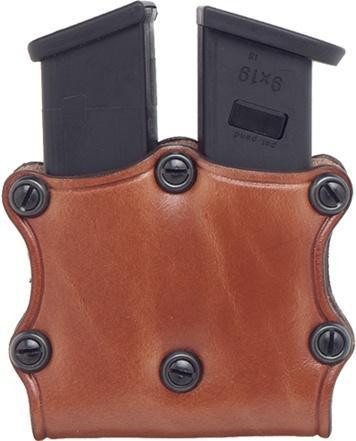 Hunter 5600 Pro-Hide Double Magazine Pouch Open Top Single-Stack Magazine Leather Brown