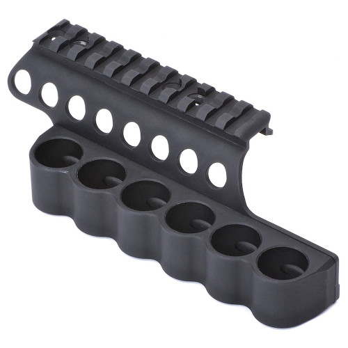 Mesa Tactical Sureshell Shotgun Ammo Carrier with 4-1/2" Picatinny Optic Rail 12-Gauge Mossberg 500, 590, 835 6-Round Aluminum Matte
