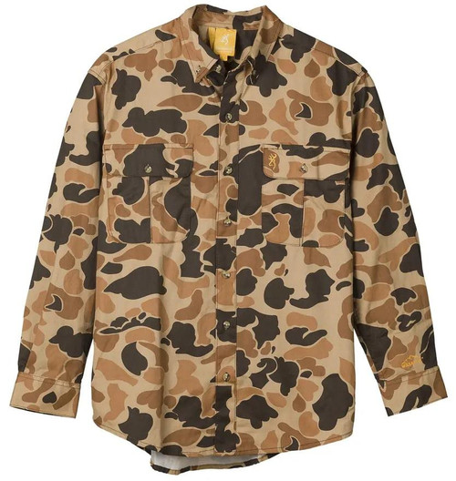 Browning Wasatch Button-Front Shirt Vintage Tan Camo Small