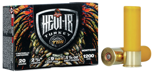 Environ Metal Inc Hevi-Shot Hevi-18 TSS Turkey 20 Gauge Ammo 2-3/4" 1-1/4 oz #9 1200 fps Box of 5