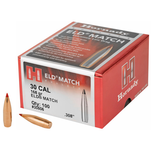 Hornady ELD Match Bullets .30 Cal .308" 168gr ELD-M 100/Box