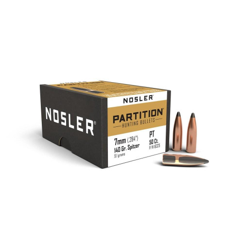 Nosler Partition 7mm (.284 Diameter) Bullets 140 Grain Spitzer Box of 50