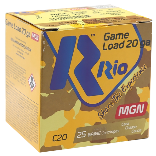 Rio Small Game Load Shotshell 20 Gauge 3" #5 Shot 1-1/4 oz Box of 25