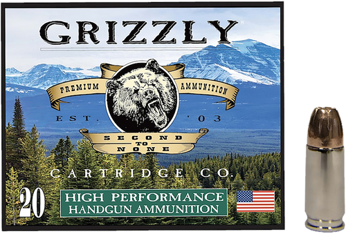 Grizzly Cartridge High Performance Handgun 9mm Luger +P+ Ammo 124 Grain Jacketed Hollow Point Box of 20 Grizzly Cartridge High Performance Handgun 9mm Luger +P+ Ammo 124 Grain Jacketed Hollow Point Box of 20