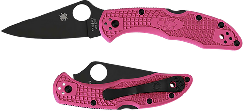 Spyderco Delica 4 Pocket Knife 2.90" Plain Black TiCN CPM S30V Blade Pink FRN Handle