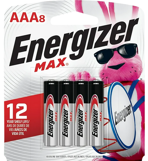 Energizer E92MP8 AAA Max Battery 1.5V Alkaline 8 Pack