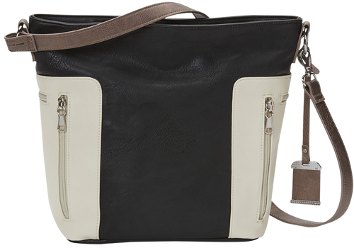 Bulldog BDP070 Hobo Purse with Holster Black with Tan Trim PU Leather