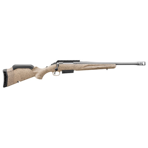 Ruger American Ranch Gen II Bolt Action Rifle 450 Bushmaster 16.4" Fluted Cobalt Cerakote Threaded Barrel Cobalt Cerakote Frame Flat Dark Earth Adjustable Stock - Image 1