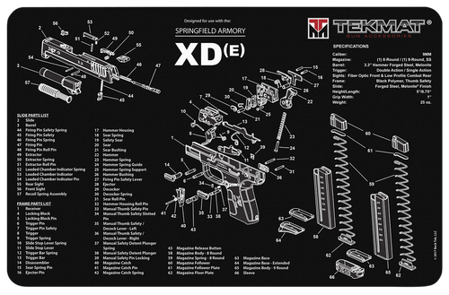 Tekmat TEKR17XDE Springfield XDE Cleaning Mat 17 x 11 Inch Black/White