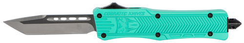 Cobratec Knives CTK-1 Small 2.75" OTF Tanto Plain D2 Steel Blade Tiffany Blue Aluminum Handle