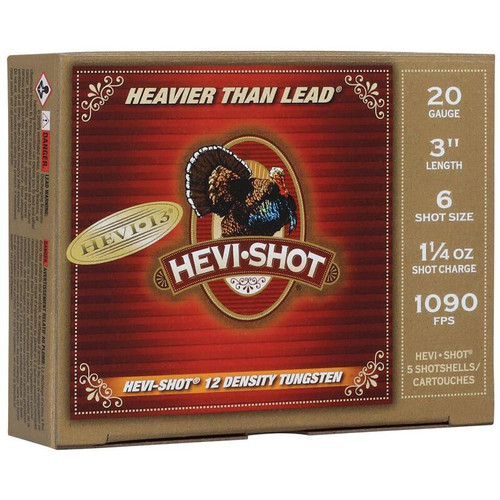 Hevi-Shot Hevi-13 Turkey 20 Gauge Ammo 3" #6 Tungsten Shot 1-1/4 oz Box of 5