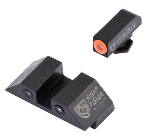 Night Fision GLK003003OGZ Tritium Night Sights for Glock 42, 43, 43X Green Tritium Orange Outline Front, Green Tritium Black Outline Rear