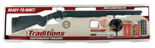 Traditions Buckstalker Muzzleloading Rifle with 3-9x 40mm Scope and Redi-Pak 50 Caliber 24" Blued Barrel Synthetic Stock Black