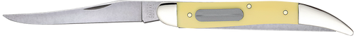 Case 00120 Fishing Knife 3.40" Folding Clip Point Plain/Serrated Blade Yellow Synthetic Handle