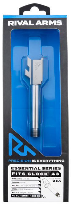Rival Arms Barrel V2 for Glock 43, 43X 9mm Luger 1/2"-28 Thread Stainless Steel
