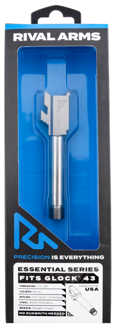 Rival Arms RARA22G302D Barrel for Glock 43 9mm Luger 3.41" Stainless Steel 1/2"-28 Thread