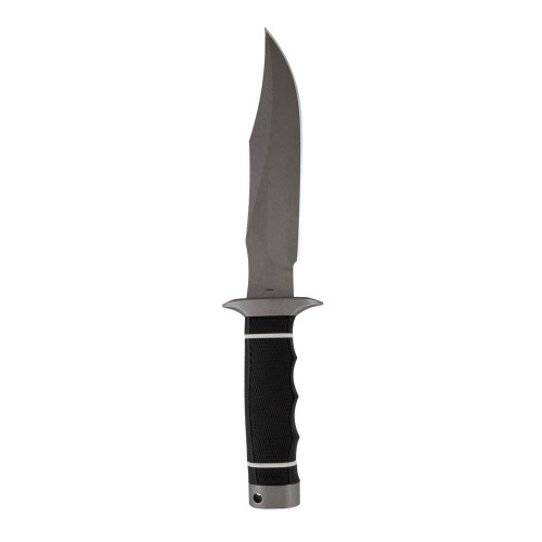 SOG Tech Bowie Fixed Blade Knife 6.4" Clip Point AUS-8 Stonewashed Blade Kraton Handle Black