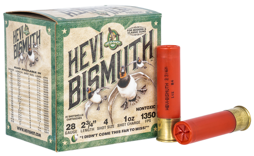 Hevi-Shot Hevi-Bismuth 28 Gauge Ammo 2.75" #4 Bismuth Shot 7/8 oz Box of 25