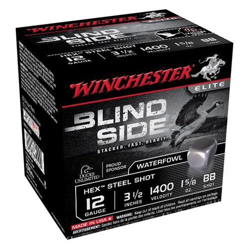 Winchester Ammunition Blind Side 12 Gauge 3.5" 1-5/8 oz BB (Hex Shot, Lead Free, 25/Box)