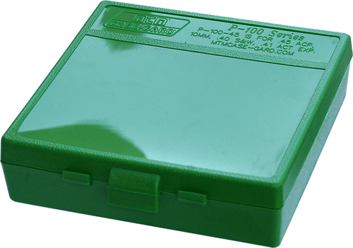 MTM 100-Round Flip Top Ammo Box 9mm Luger, .380 ACP Green MTM 100-Round Flip Top Ammo Box 9mm Luger, .380 ACP Green