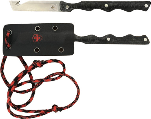 BLK W/RED POWDER D2 SLVR TNTO!TEMPLAR KNIFE NECK KNIFE 2.46"