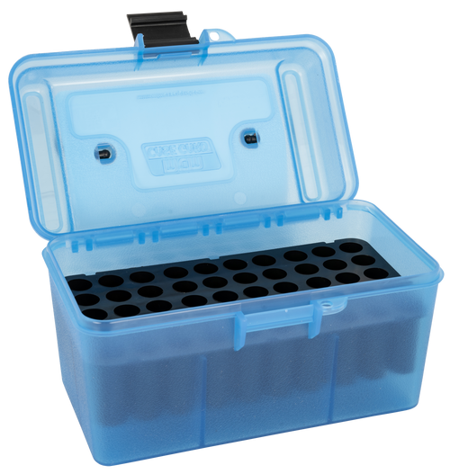 MTM Case-Gard H50RM24 Deluxe Ammo Box 50-Round Clear Blue Polypropylene