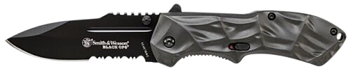 Smith & Wesson Black Ops 3 M.A.G.I.C. Assisted Opening Pocket Knife 3.4" Drop Point 4034 Black Oxide Blade Aluminum Handle Black