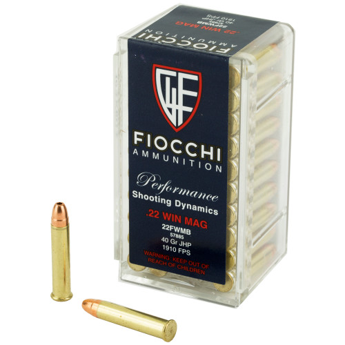 Fiocchi Magnum Shooting Dynamics .22 WMR Ammo 40 Grain JHP Box of 50 - Image 1