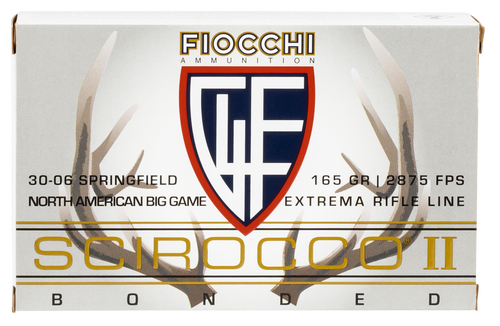 Fiocchi .30-06 Springfield Ammo 165 Grain Scirocco II Boat Tail Spitzer Box of 20