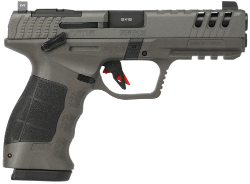Sar USA SAR9G3 9mm Luger Pistol 4.4" Barrel 17+1 Round Black Steel Barrel, Platinum Cerakote Slide, Platinum Cerakote Polymer Frame