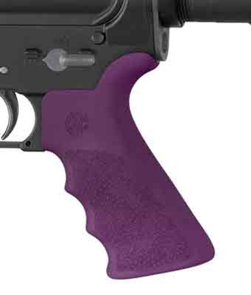 Hogue AR-15 Beavertail Grip Purple (OverMolded Rubber, Finger Grooves)