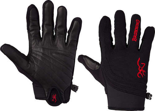 X-LARGE BLACK/RED TRIMBROWNING ACE SHOOTING GLOVES (Synthetic Suede)