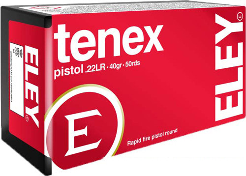 Eley Tenex Pistol 22LR Ammo 40 Grain Round Nose Box of 50