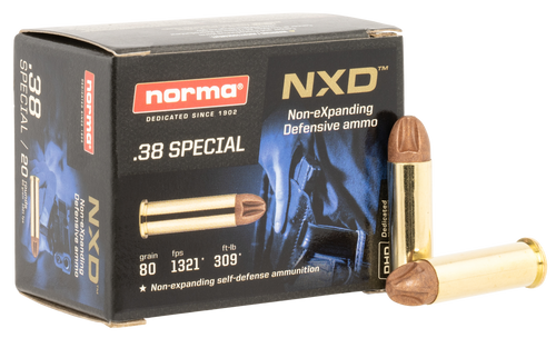 Norma NXD 38 Special Ammo 80 Grain Fluted Lead Free Box of 20
