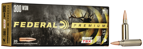 Federal Premium 300 Winchester Short Magnum (WSM) Ammo 180 Grain Barnes Triple-Shock X Solid Hollow Point Lead Free Box of 20