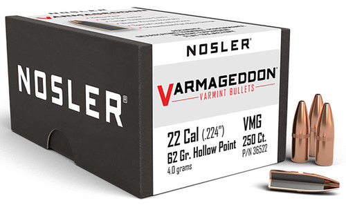 Nosler Varmageddon .224 Rifle Bullets 62 Grain Flat Base Hollow Point 250 Count