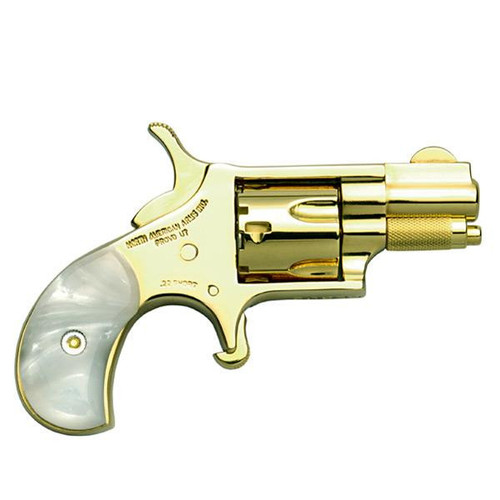 North American Arms .22 Short Pistol 1.13" Barrel 5+1 Round Gold with Pearl Grips