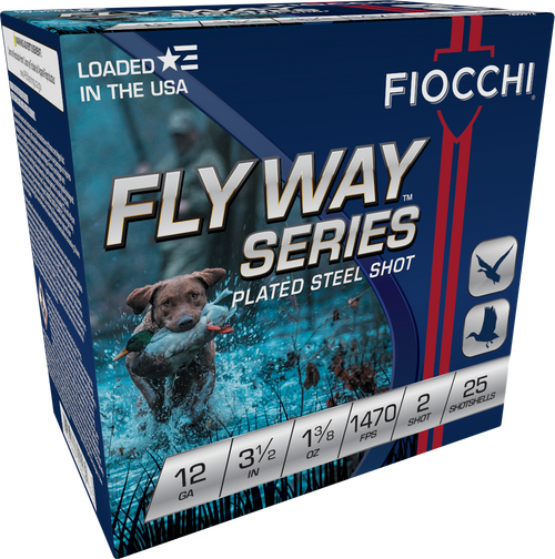 Fiocchi Flyway 12 Gauge Ammo 3-1/2" 1-3/8 oz #2 Steel Shot Box of 25